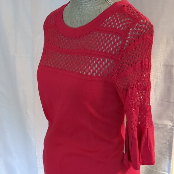 New York & Company Sweaters - Elegant Red Lace Women's Top